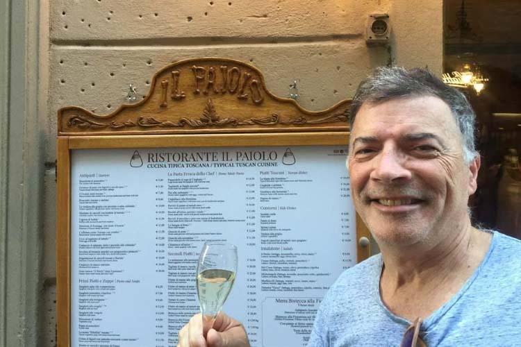 Hugh waiting outside Il Paiolo